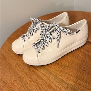 Keds Cream Platform Sneakers with Black-and-White Laces